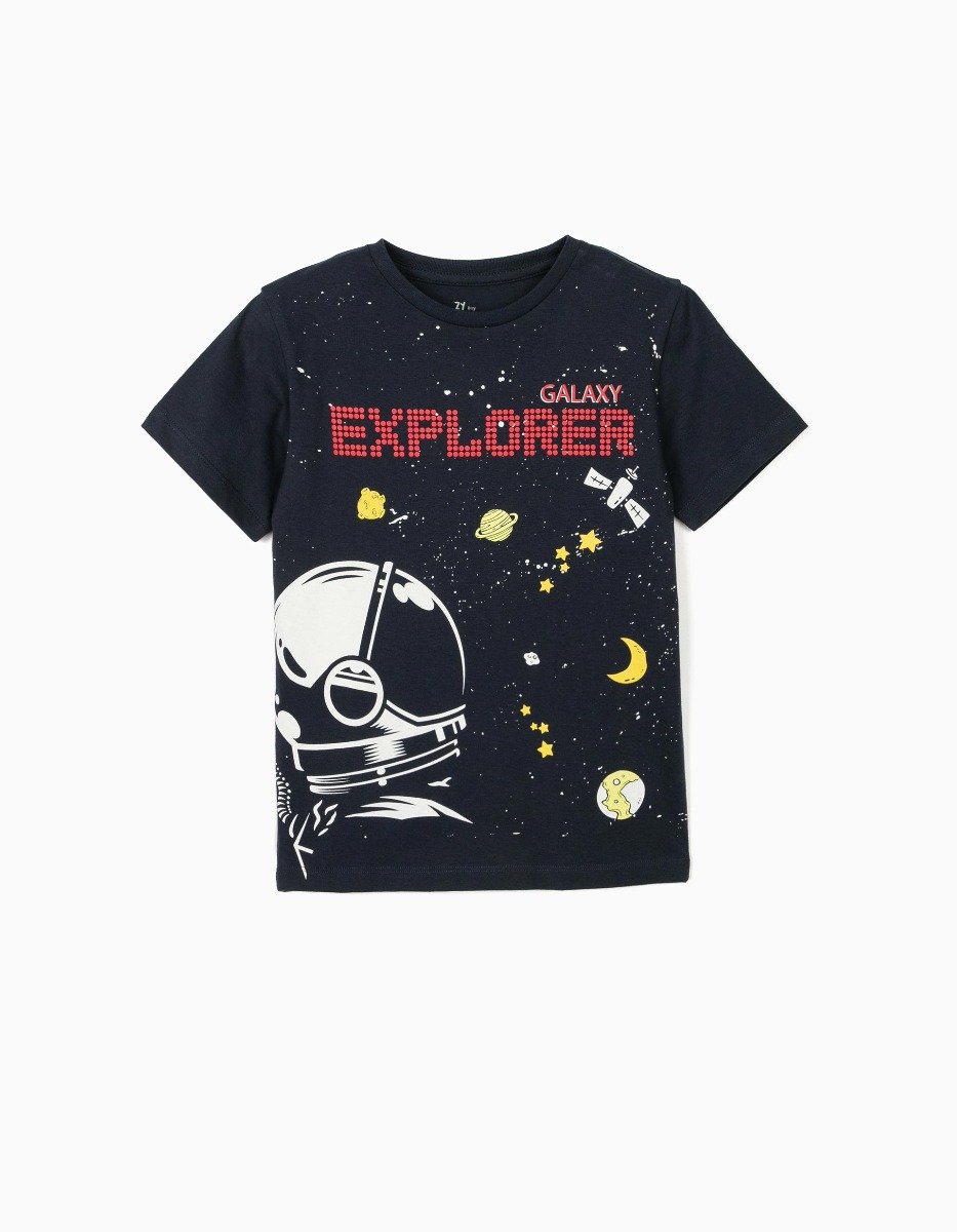 Tricou cu maneca scurta si imprimeu Zippy Galaxy Explorer