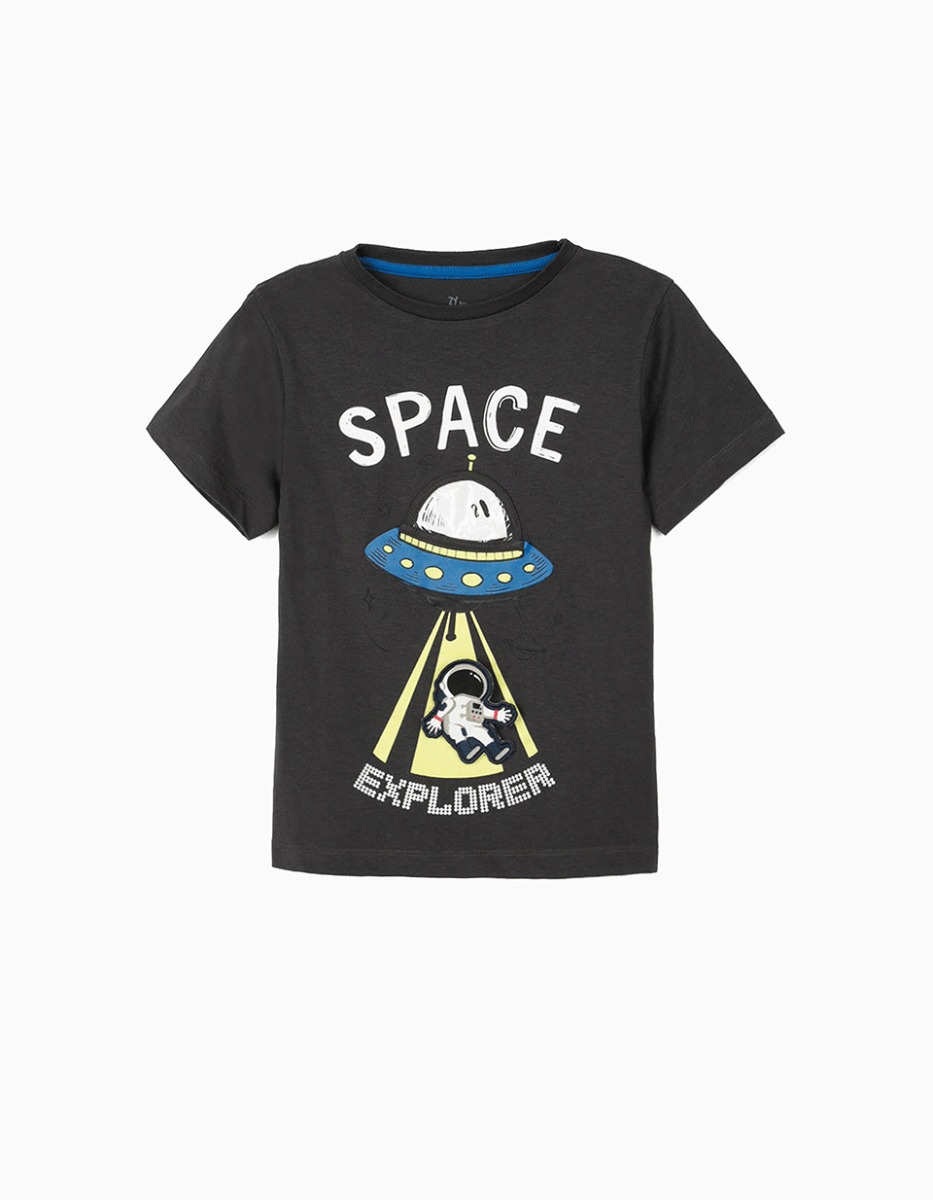 Tricou cu maneca scurta si imprimeu Zippy Space Explorer