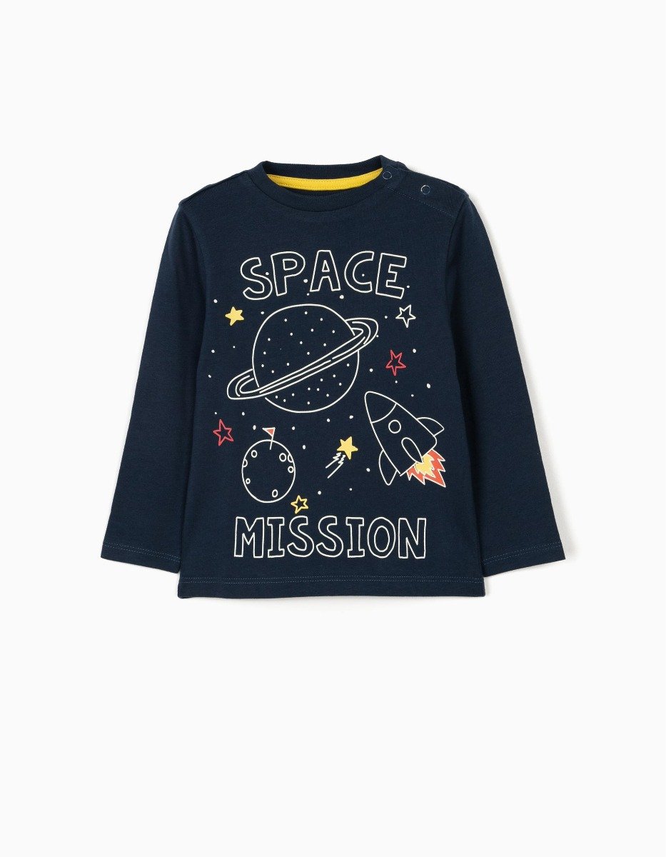 Tricou cu maneca lunga si imprimeu Zippy Space Mission