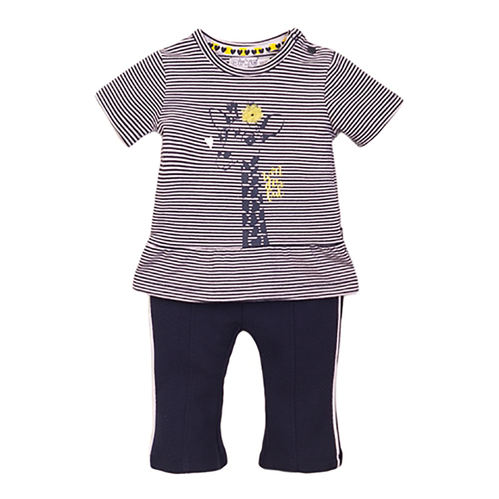 Set tricou cu maneca scurta si pantaloni Dirkje Giraffe Dirkje