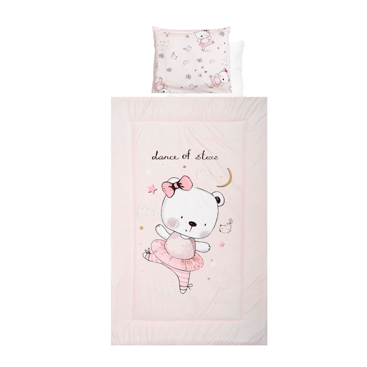 Poze Set lenjerie pat 4 piese, Lorelli, din bumbac ranforce, Pink Balerina Bear