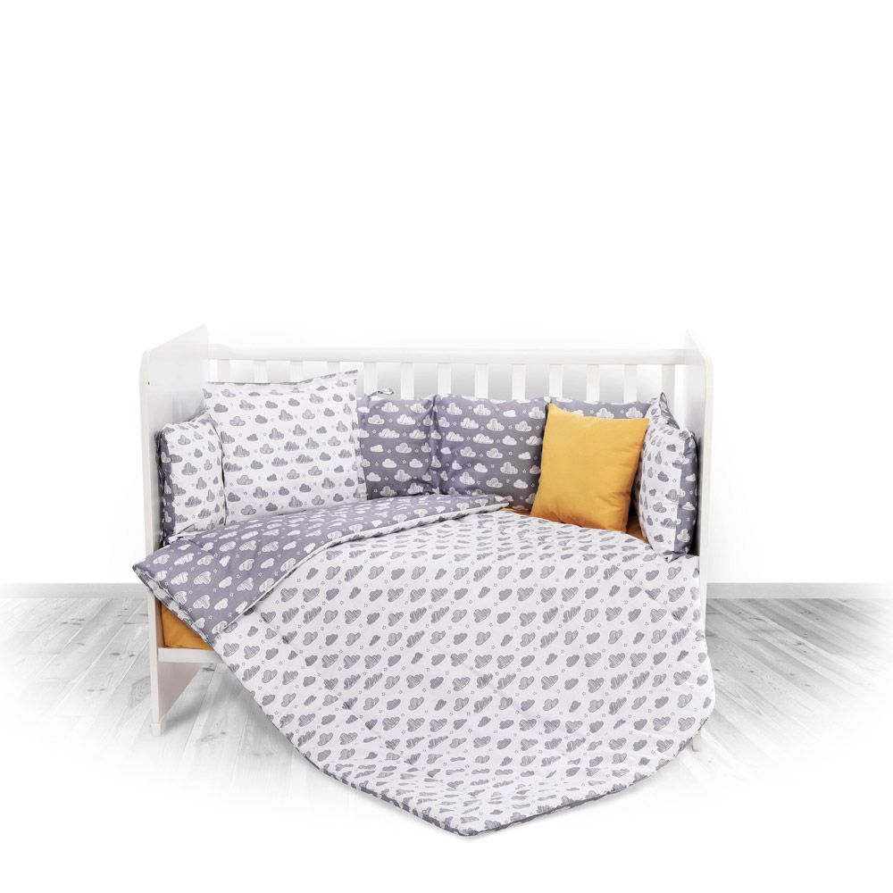 Set lenjerie pat 8 piese bumbac ranforce lorelli, clouds grey