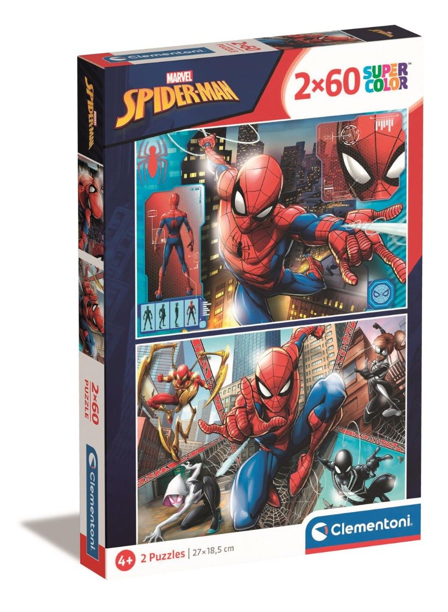 Puzzle Clementoni Spiderman, 2 x 60 piese Clementoni imagine 2022 protejamcopilaria.ro