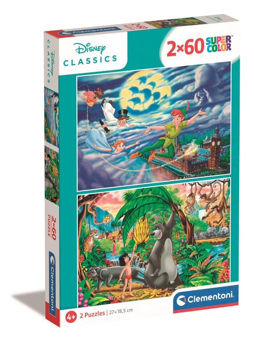 Puzzle Clementoni Disney Classics, Peter Pan Cartea Junglei, 2 x 60 piese Cartea imagine 2022 protejamcopilaria.ro