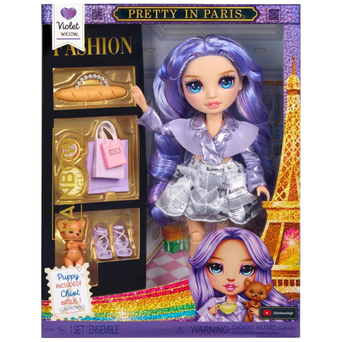 Papusa Rainbow High, Pretty in Paris Fashion, Violet, 248798EUC