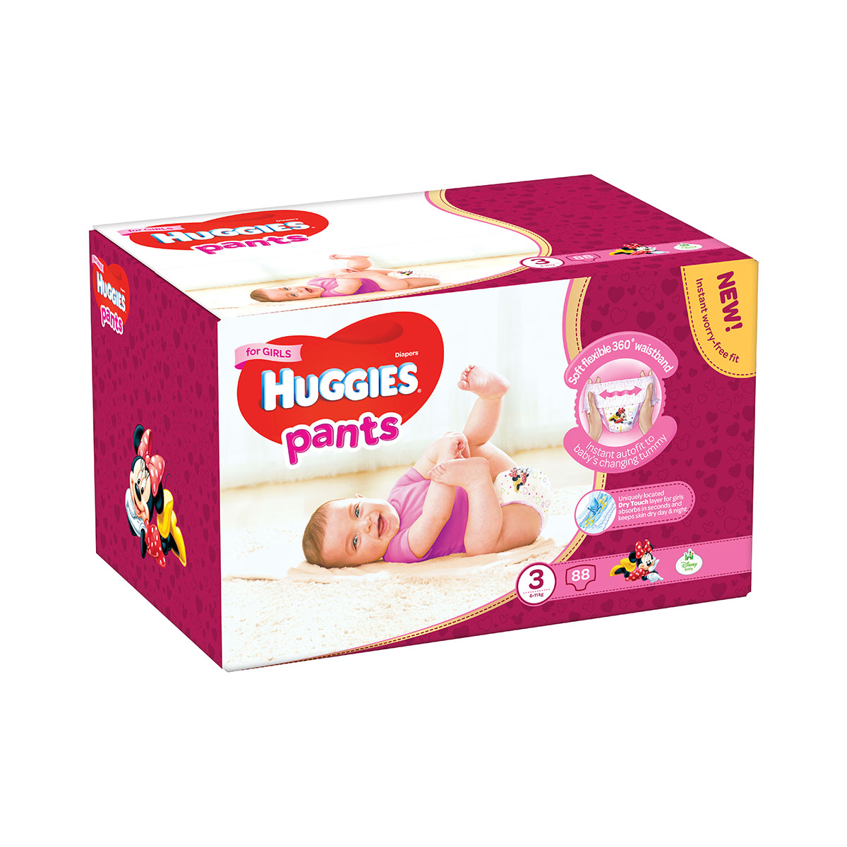 Scutece huggies pants box girls, nr 3, 6 - 11 kg, 88 buc