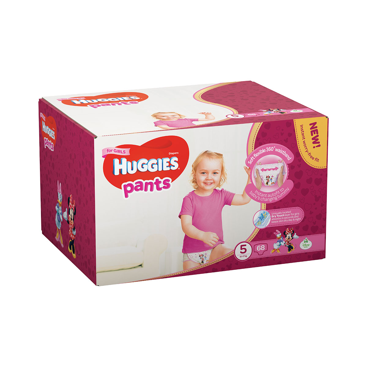 Scutece huggies pants box girls, nr 5, 12 - 17 kg, 68 buc