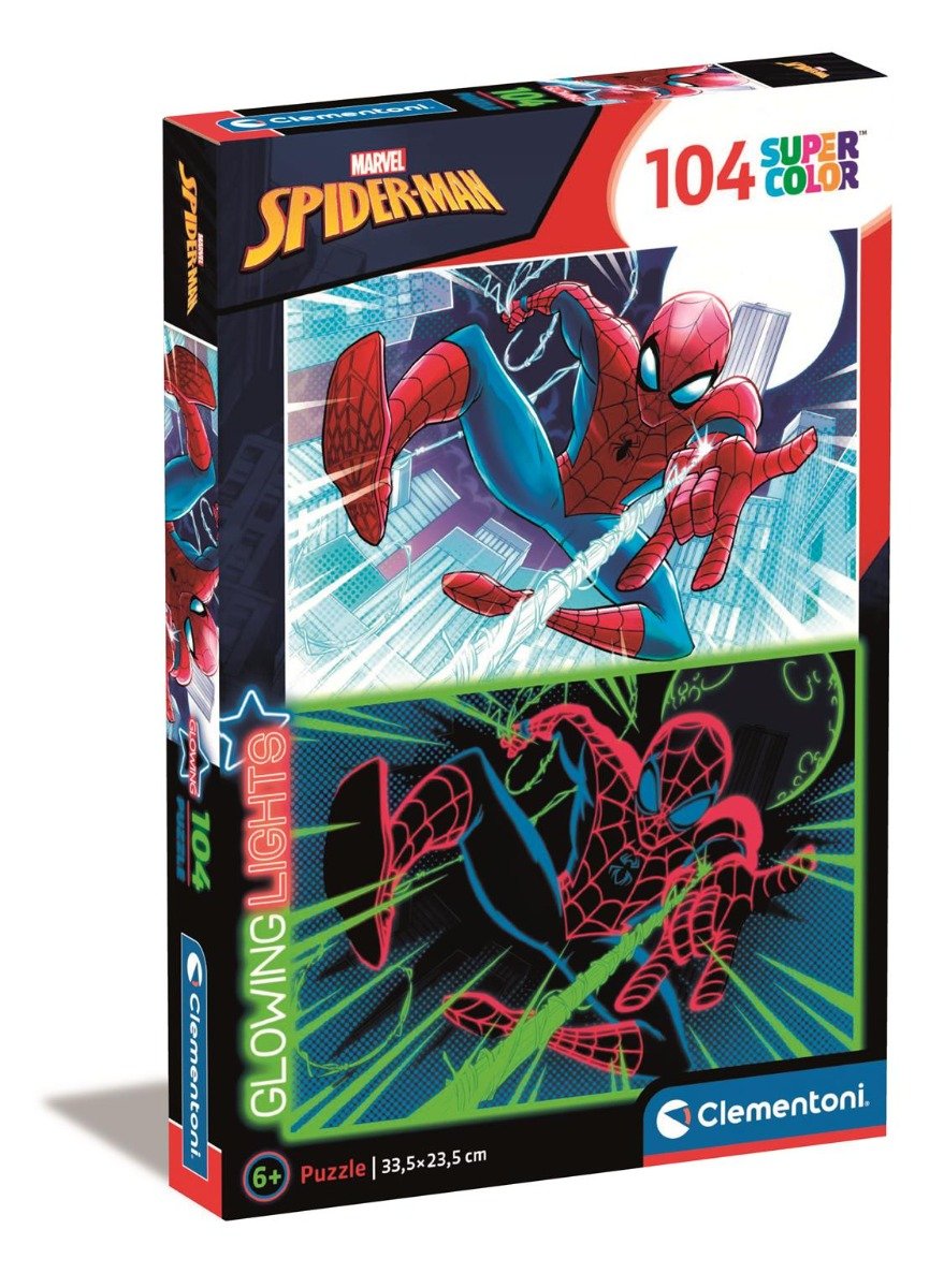 Poze Puzzle Clementoni Spiderman Glowing Lights, 104 piese
