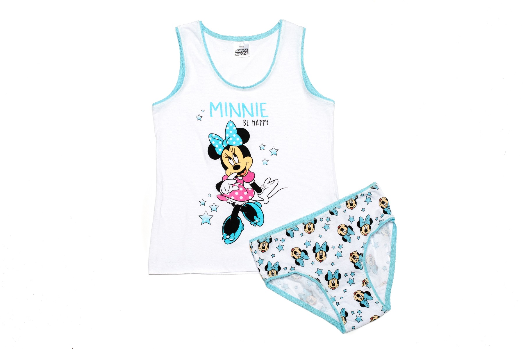 Set lenjerie fete Disney Minnie, Be happy, Turcoaz