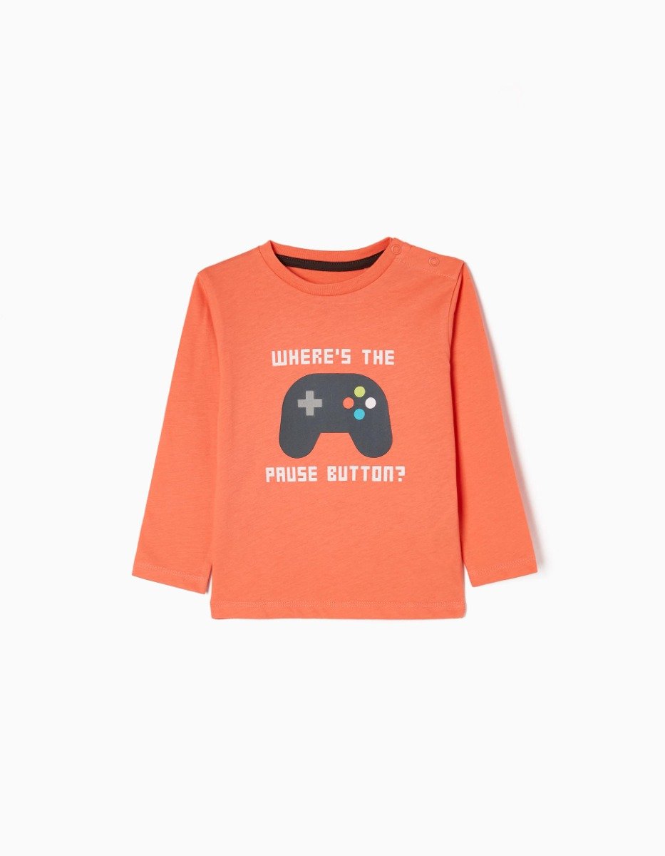 Tricou cu maneca lunga Zippy, Ready Player, Portocaliu