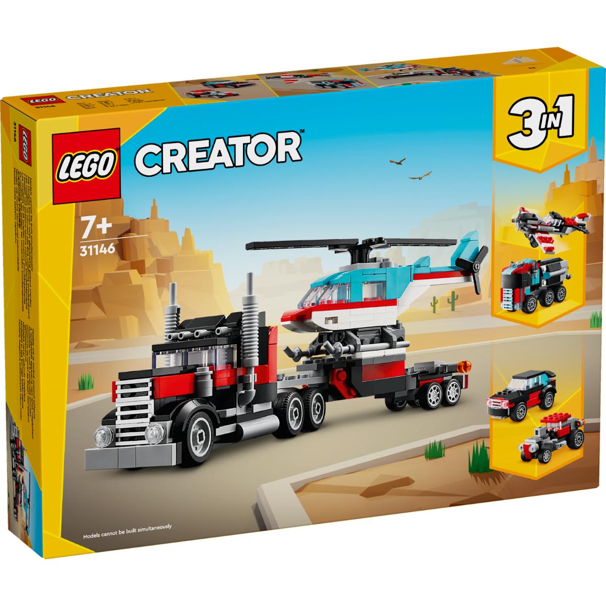 LEGO® Creator – Camioneta platforma cu elicopter (31146) LEGO® imagine noua responsabilitatesociala.ro