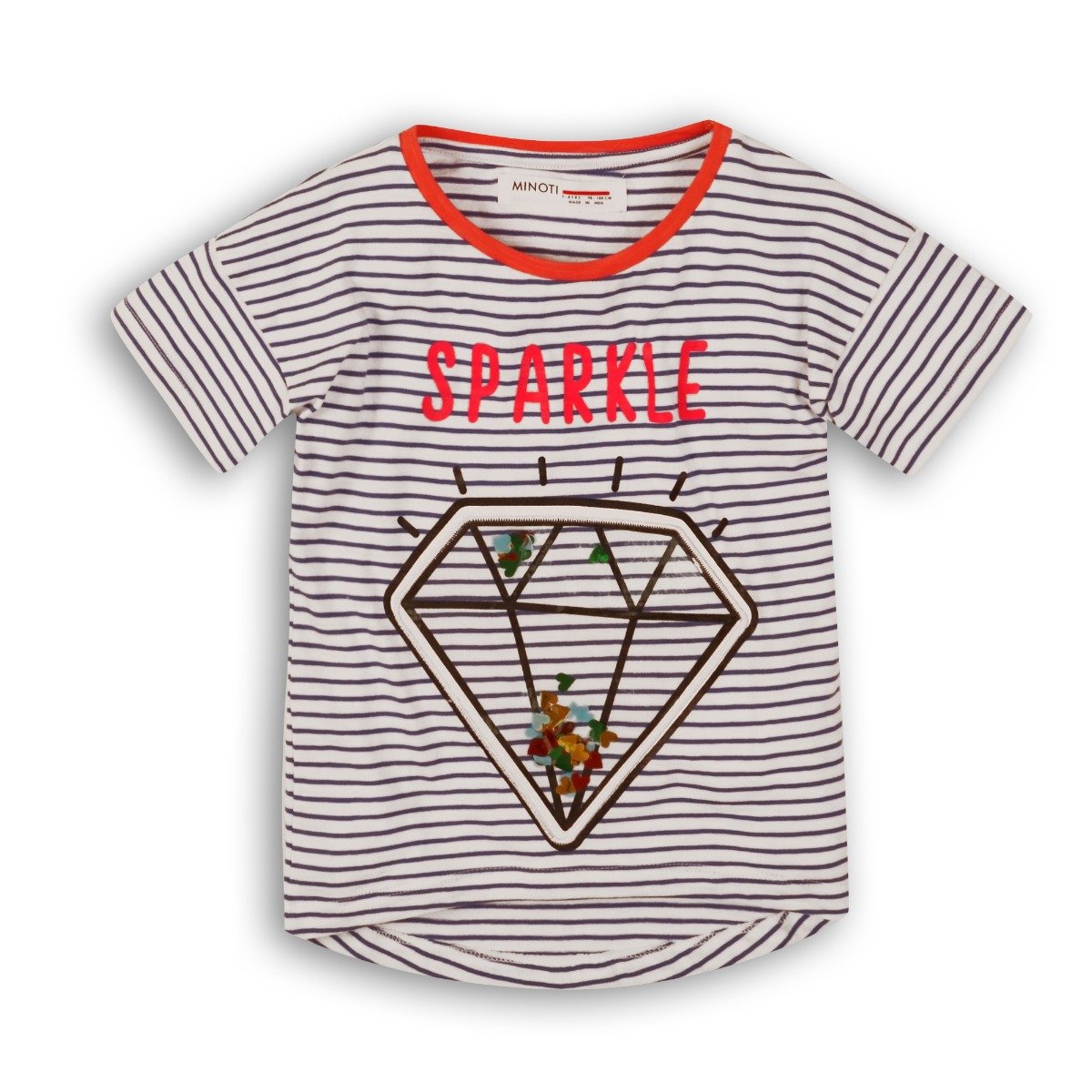 Tricou cu maneca si imprimeu Minoti Sparkle Whoa