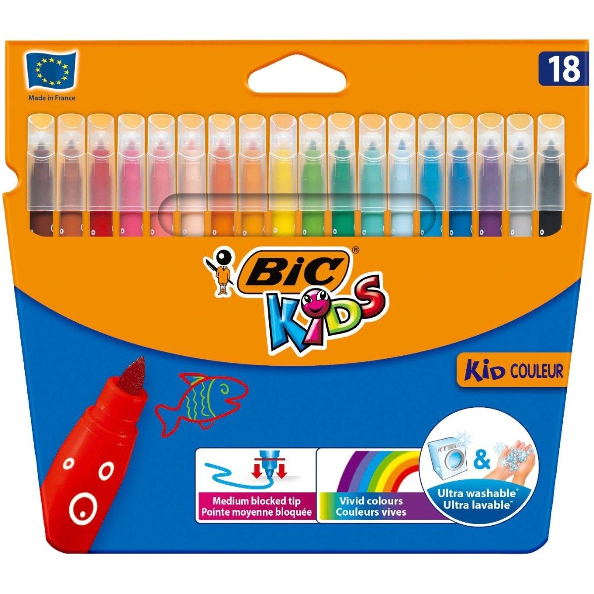 Set markere colorate lavabile, Bic Kids Visa, 18 buc accesorii imagine 2022 protejamcopilaria.ro