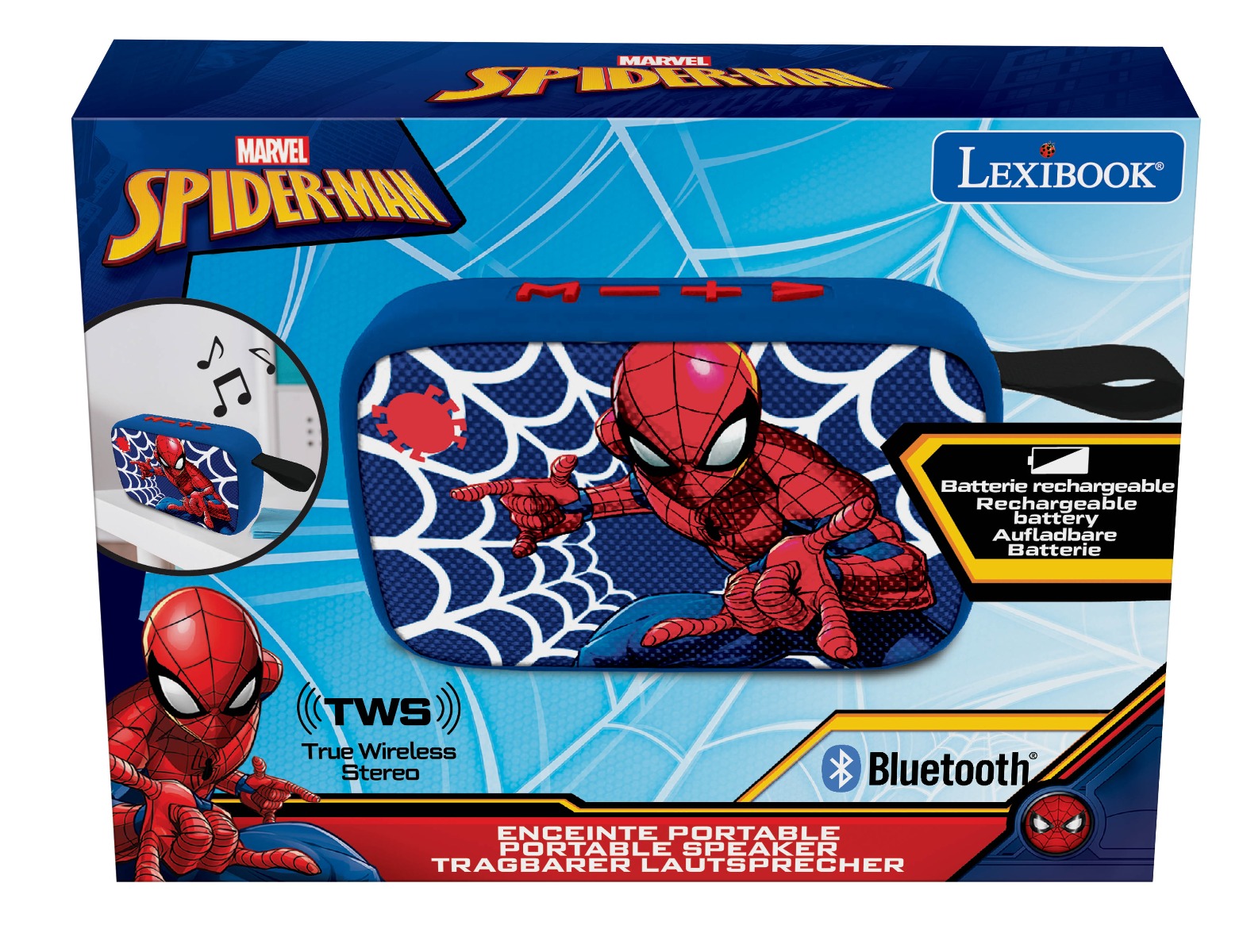 Boxa portabila Bluetooth, Lexibook, Spiderman bluetooth imagine noua responsabilitatesociala.ro