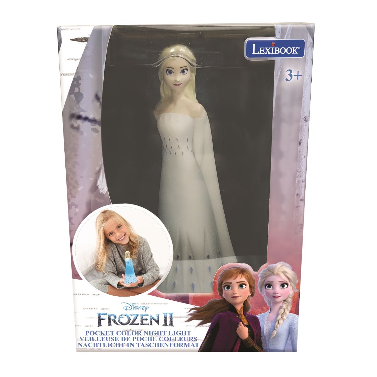 Lampa 3D, Lexibook, cu efecte luminoase, Disney Frozen, 13 cm Lexibook imagine noua