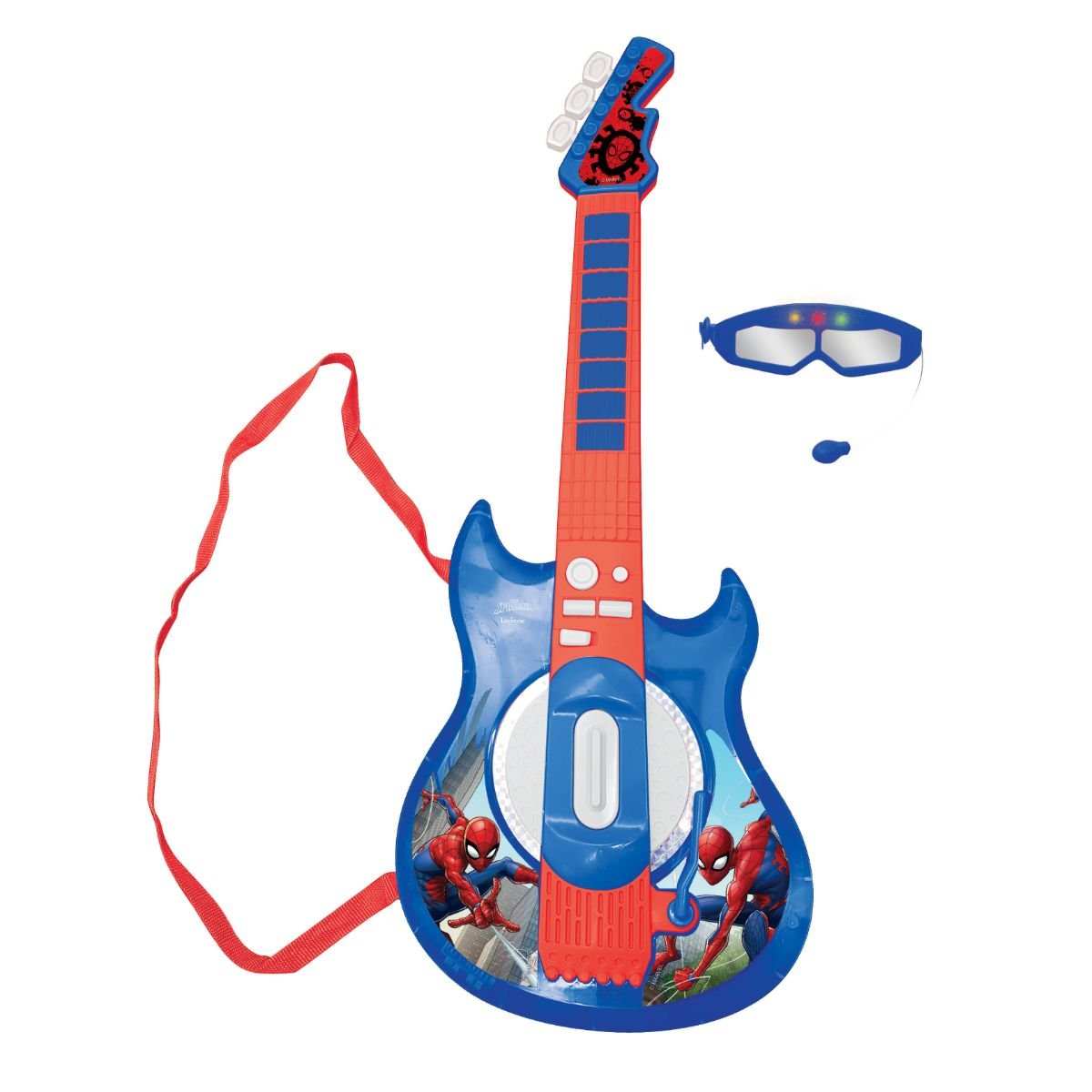 Chitara electronica Lexibook, cu lumini, sunete, ochelari si microfon, Spiderman Lexibook