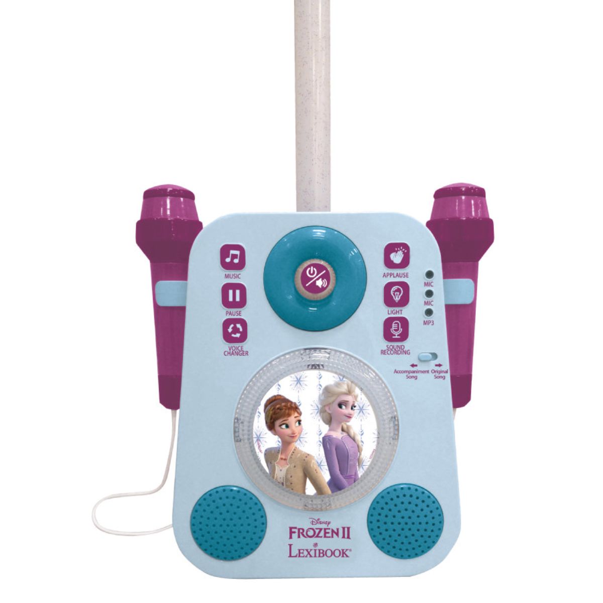 Set Karaoke portabil, Lexibook, cu 2 microfoane, sunete si lumini, Disney Frozen 2 Lexibook