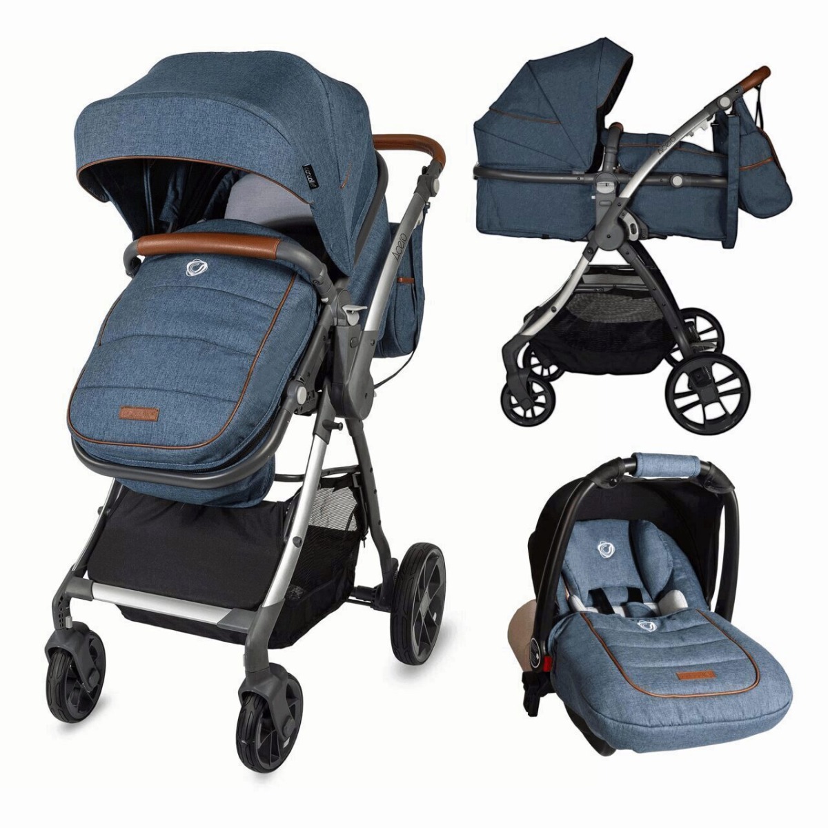Carucior modular 3 in 1 acero coccolle jeans