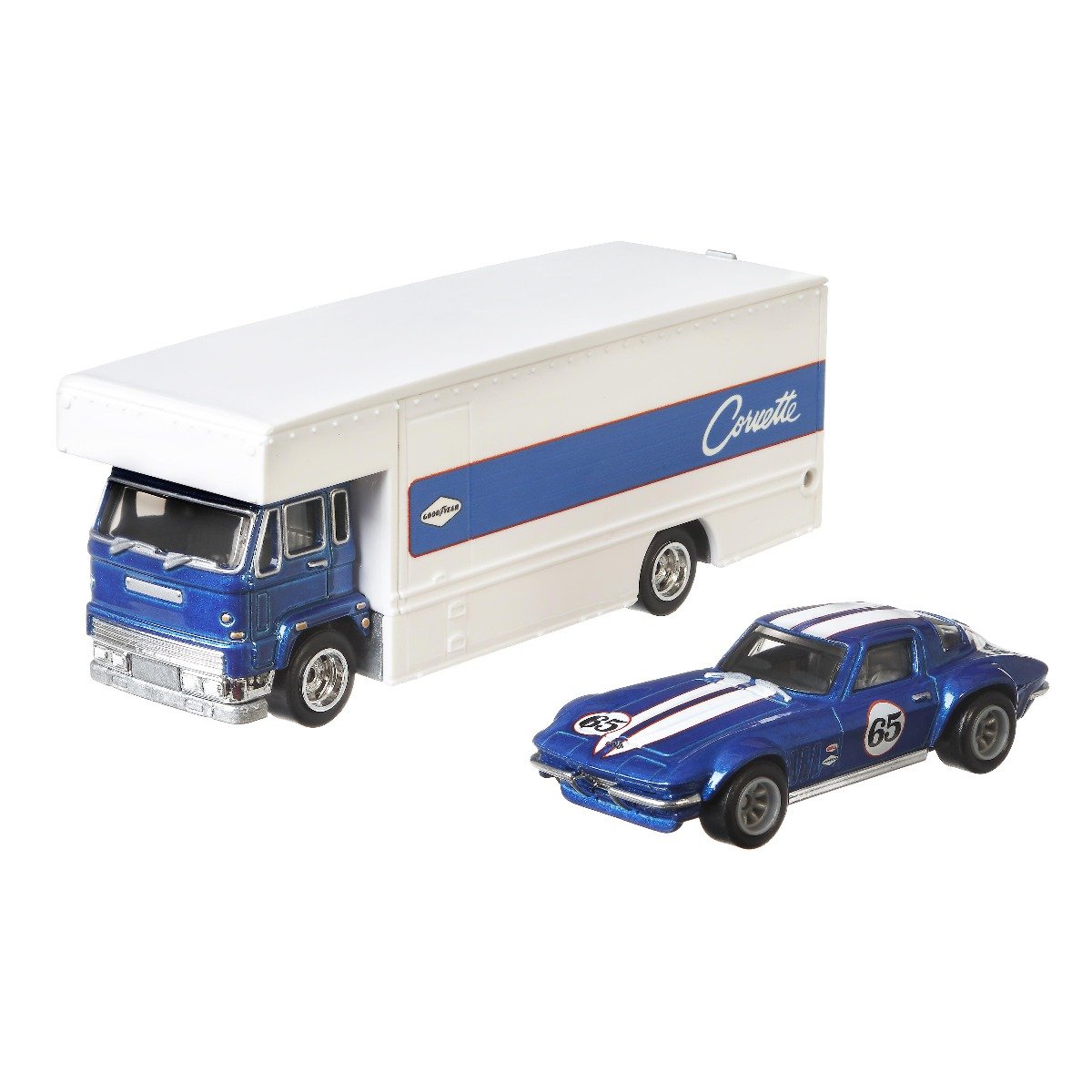 Transportator cu masinuta Hot Wheels, Custom Corvette Stingray Coupe, Fleet Flyer, 1:64