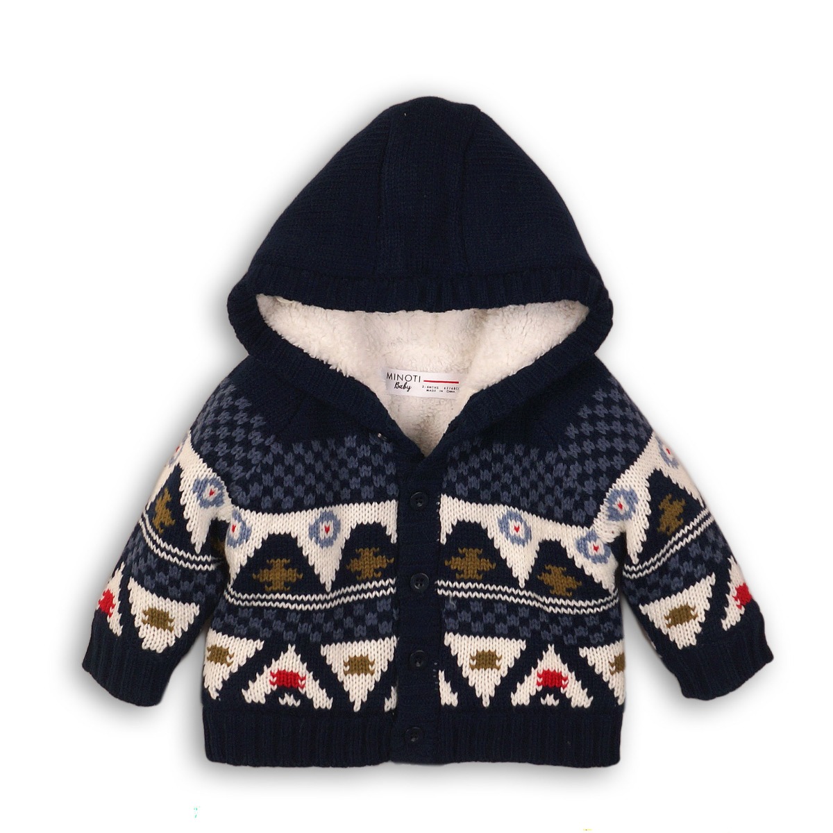 Cardigan cu gluga pentru baieti minoti wheelie, bluemarin