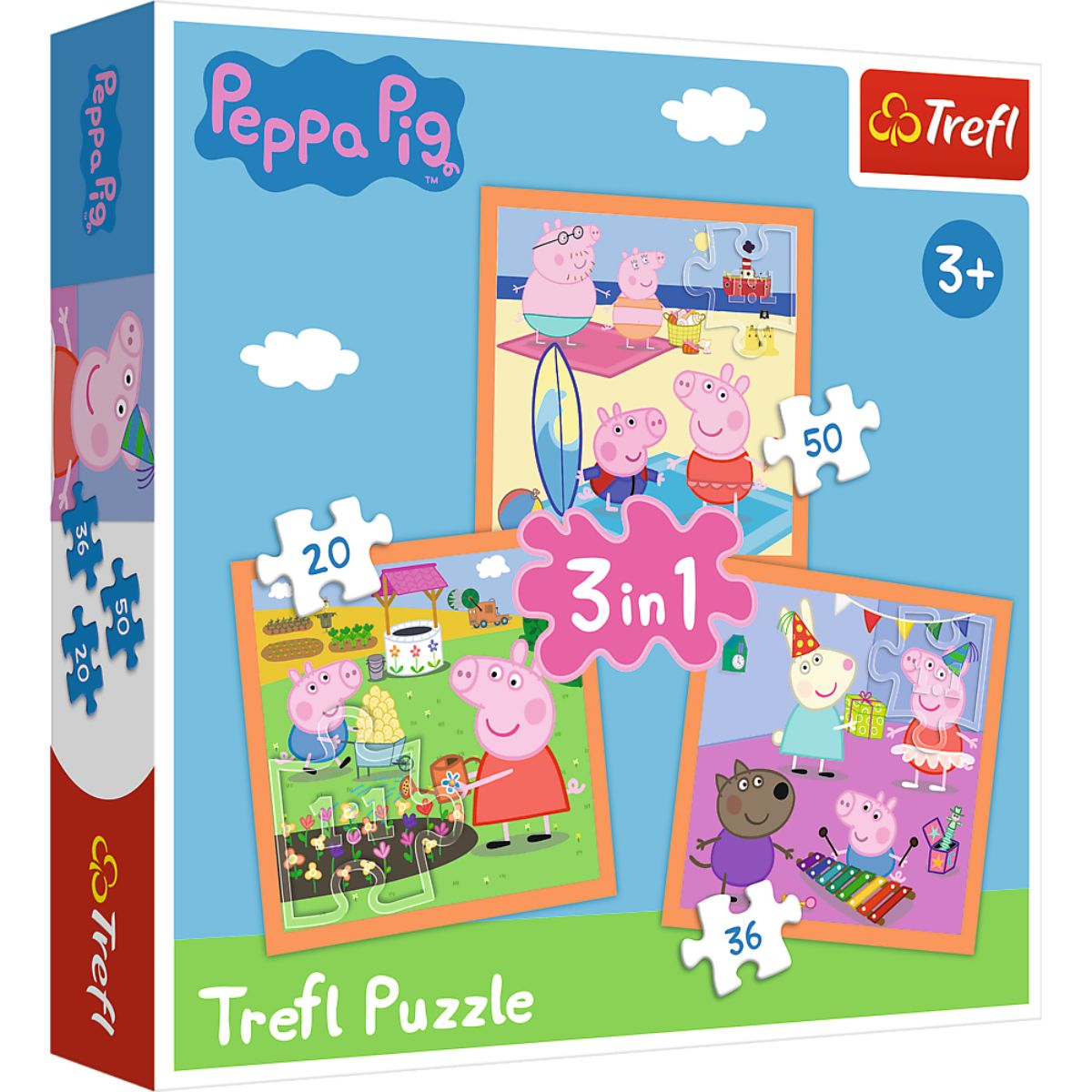 Poze Puzzle 3 in 1, Trefl, Peppa cea inventiva (20, 36 si 50 piese)