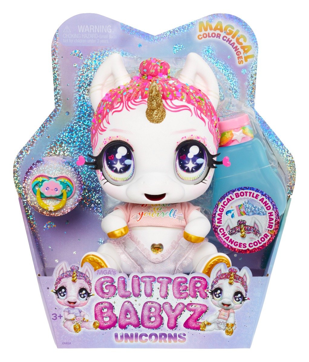 Papusa bebelus Glitter Babyz Unicorn, Rainbow Lunita Sky, 580195EUC 580195EUC