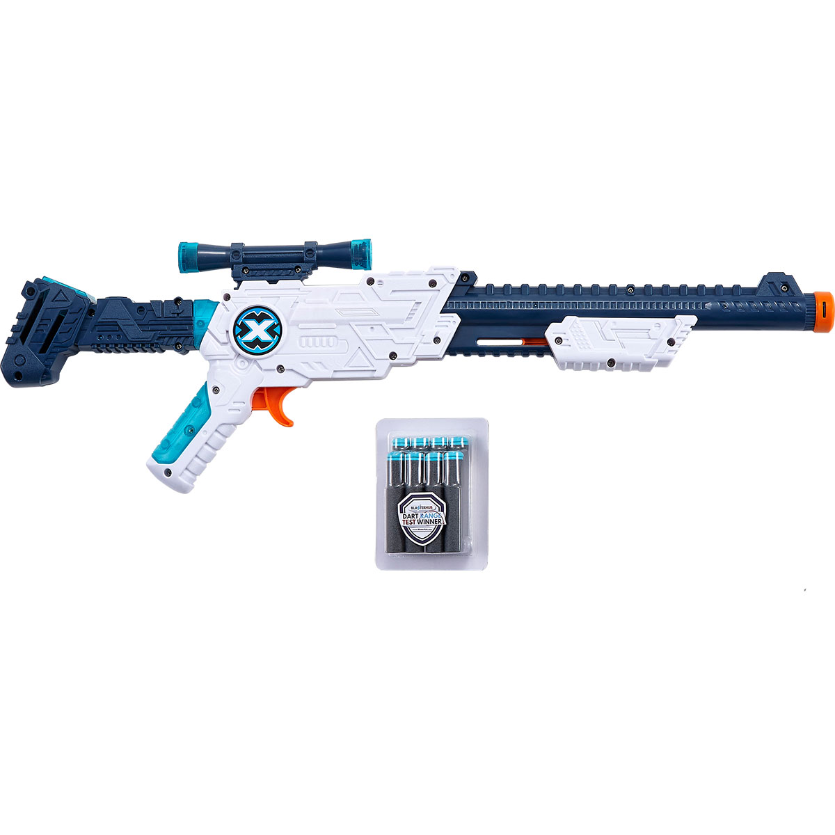 Set pusca x-shot hawk eye cu luneta si 8 proiectile