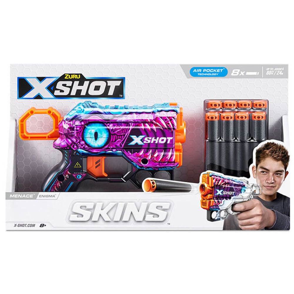 Blaster cu 8 sageti, X-Shot, Excel Skins Menace, Enigma, 36515L