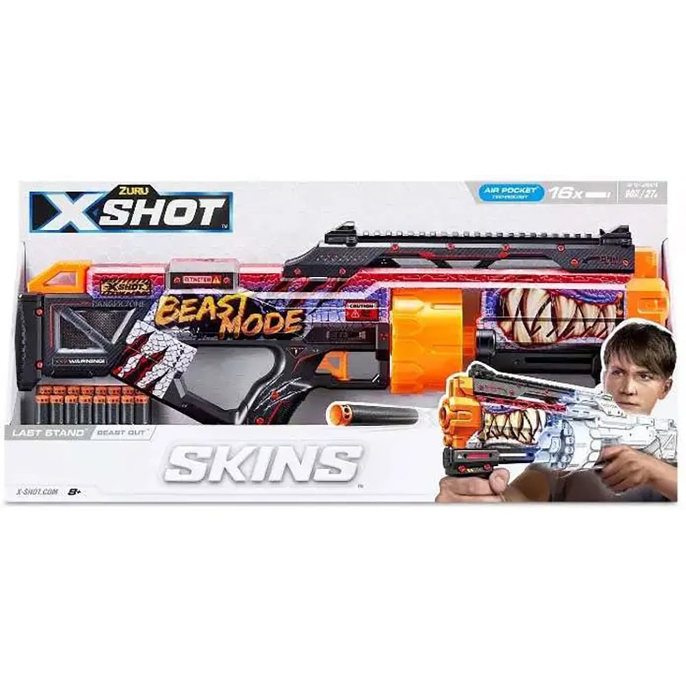 Blaster cu 16 sageti, X-Shot, Excel Skins Last Stand, Beast Out, 36518J