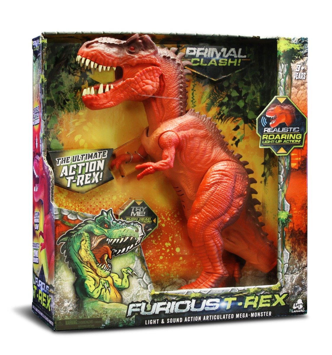 Figurina articulata Dinozaur, Lanard Toys, Jurassic Clash, Rosu