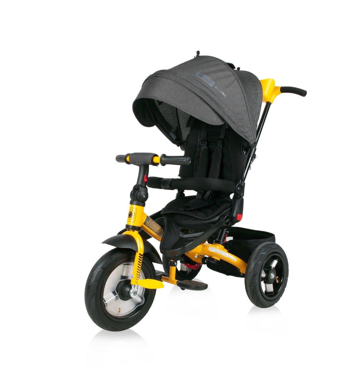 Tricicleta Multifunctionala, 4 In 1, Roti Gonflabile, Lorelli Jaguar Air, Black Yellow