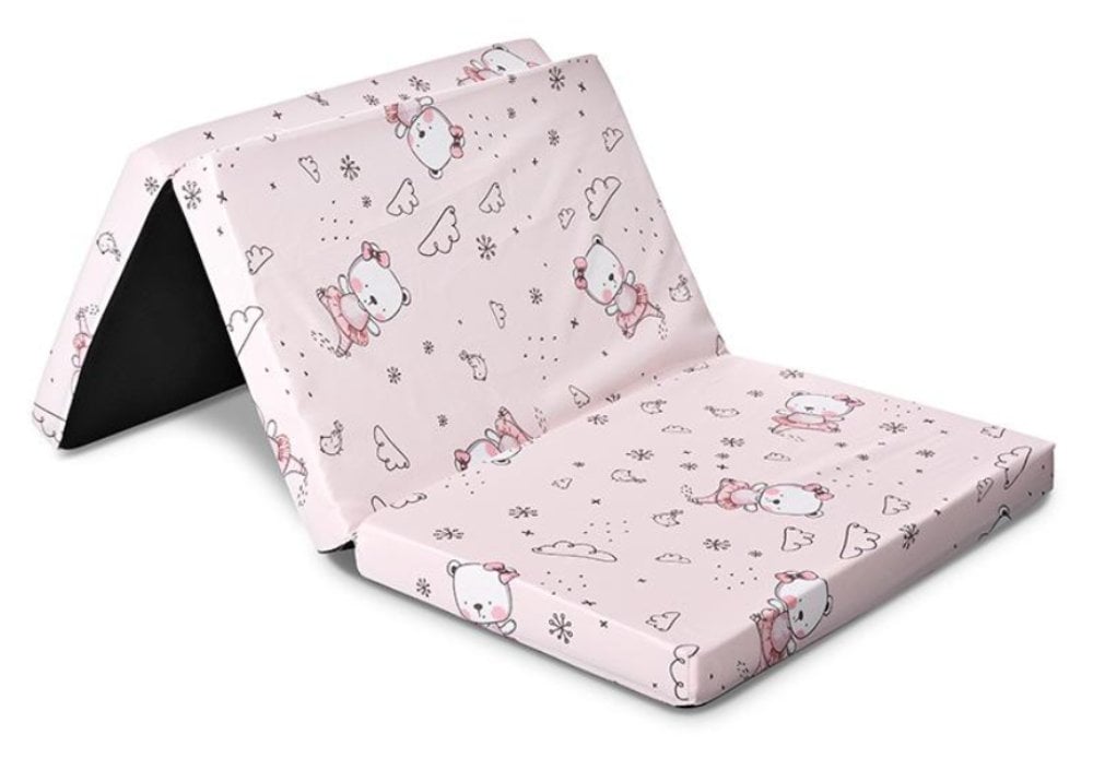 Saltea pliabila de voiaj, Lorelli, spuma elastica, 60 x 120 x 5 cm, Pink Ballerina Bear