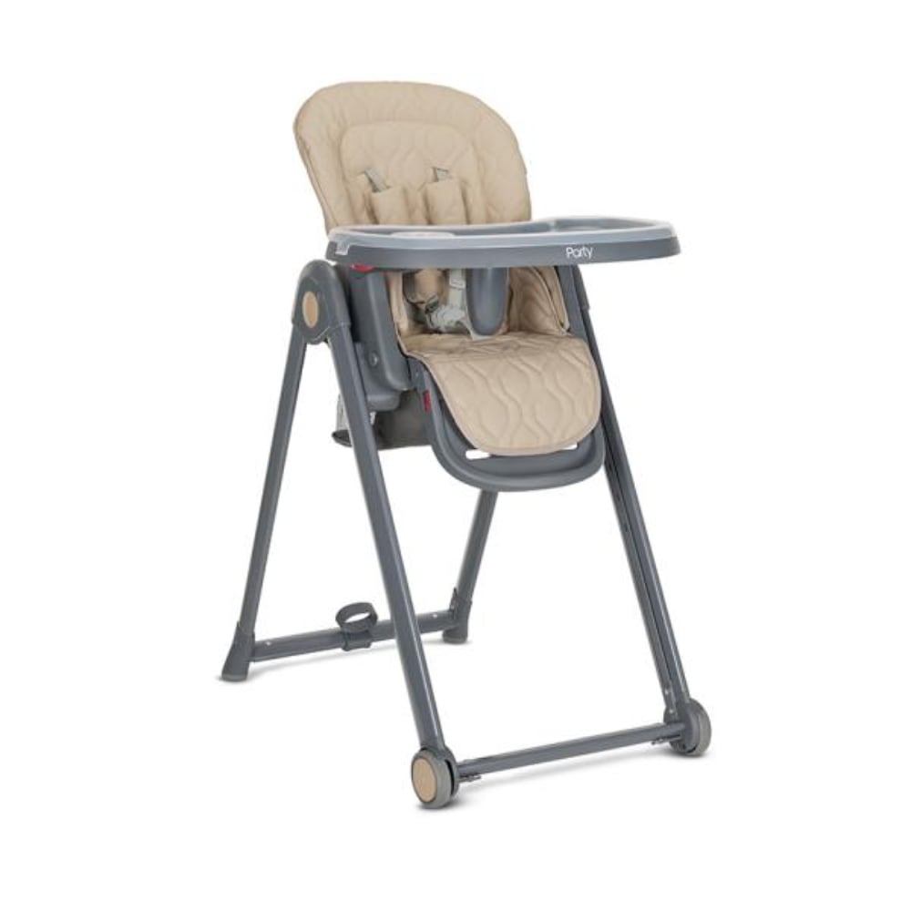 Scaun de masa, Lorelli Party, reglabil, cadru din aluminiu, 6 luni+, Beige Leather