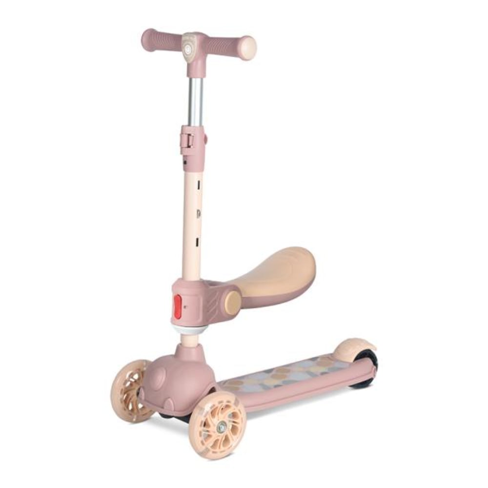 Trotineta, Lorelli Jetster Plus, pana la 20 kg, scaun pliabil si reglabil 4 pozitii, roti din silicon cu leduri colorate, Beige