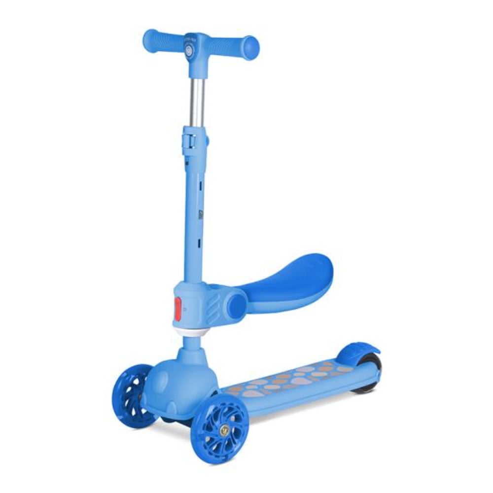 Trotineta Lorelli Jetster Plus pana la 20 kg scaun pliabil si reglabil 4 pozitii roti din silicon cu leduri colorate Blue