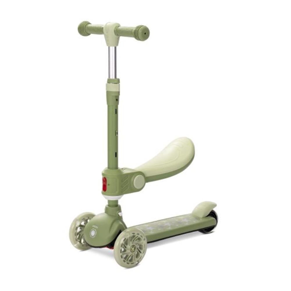Trotineta, Lorelli Speedster, pana la 50 kg, scaun pliabil si reglabil, maner reglabil, roti cu leduri, frana de picior, Green
