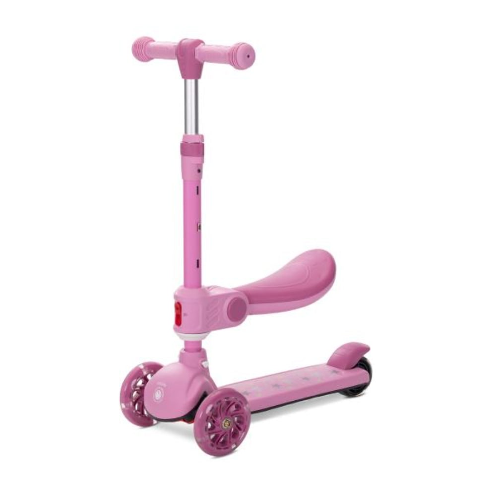 Trotineta Lorelli Speedster pana la 50 kg scaun pliabil si reglabil maner reglabil roti cu leduri frana de picior Pink