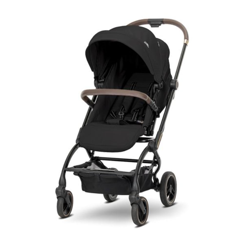 Carucior pentru nou-nascut, Lorelli Makaya, cu scaun rotativ 360 grade, cadru din aluminiu, pana la 22 kg, Black