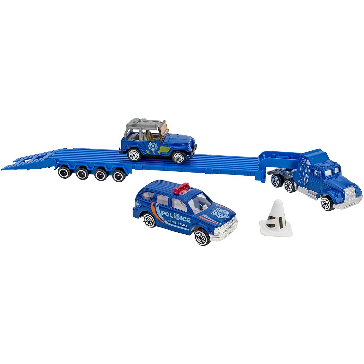 Set Camion transportator si masinute Globo Die Cast Metal, Albastru