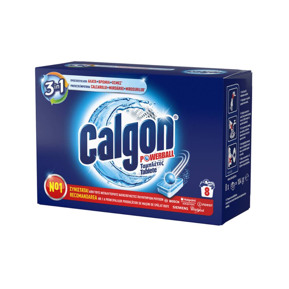 Tablete anticalcar Calgon Powerball 3 in 1, 8 x 13 gr imagine