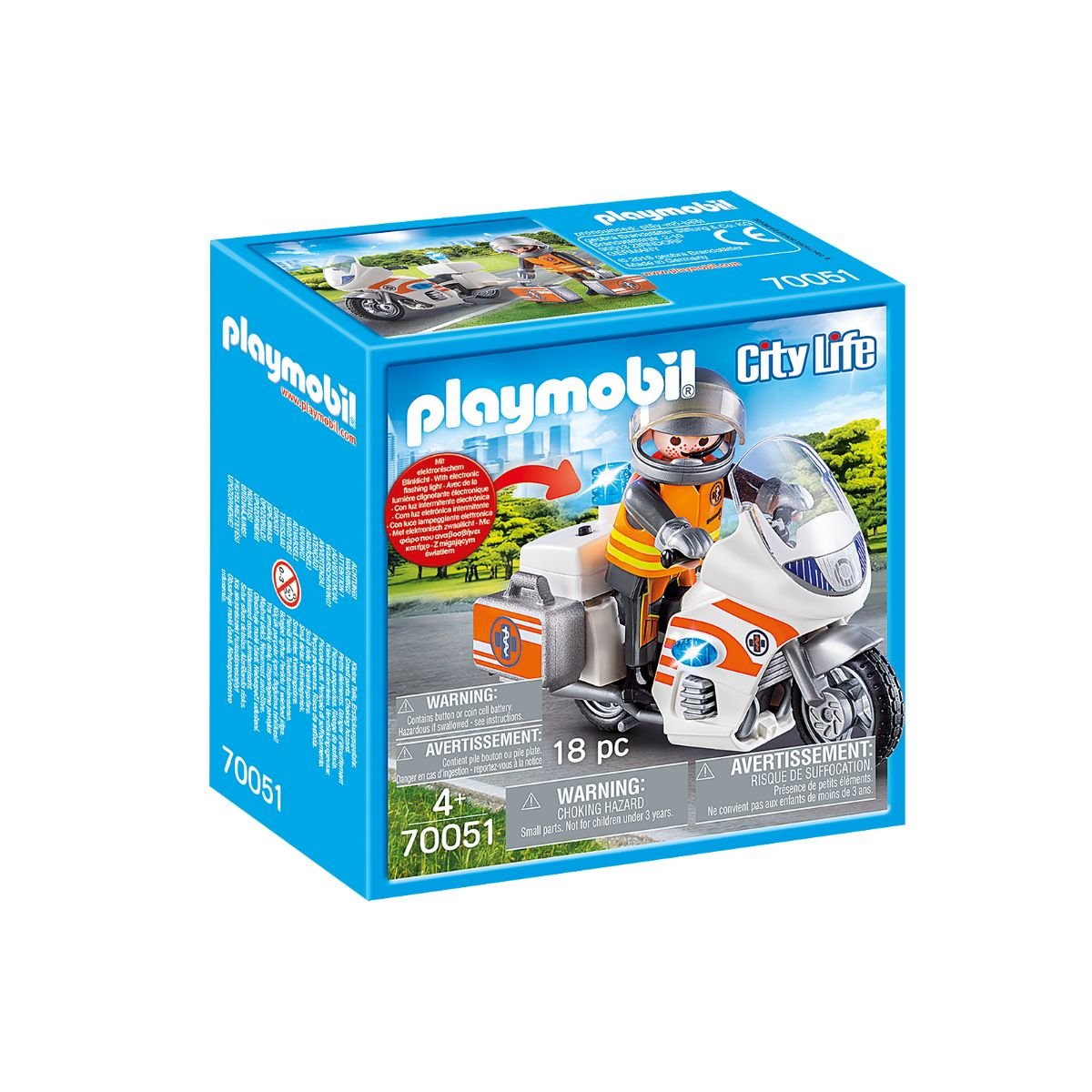 Set Playmobil City Life Rescue – Motocicleta de urgenta cu lumini noriel.ro imagine noua