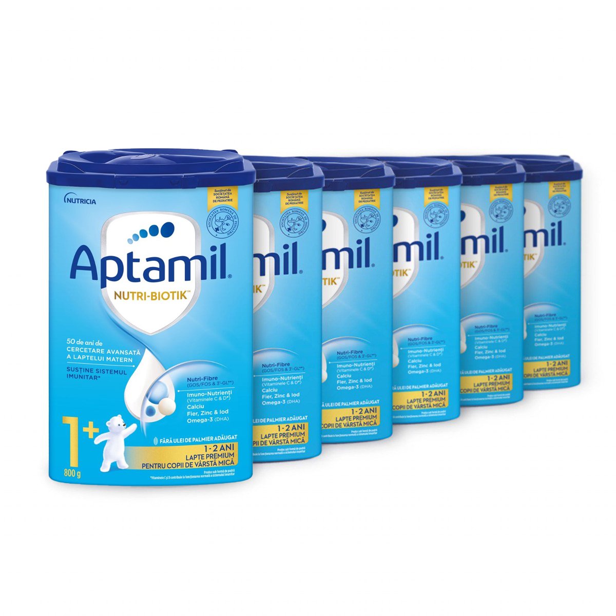 Lapte praf Aptamil Nutri-Biotik 1+, 6 pachete x 800 g, 12-24 luni 1+