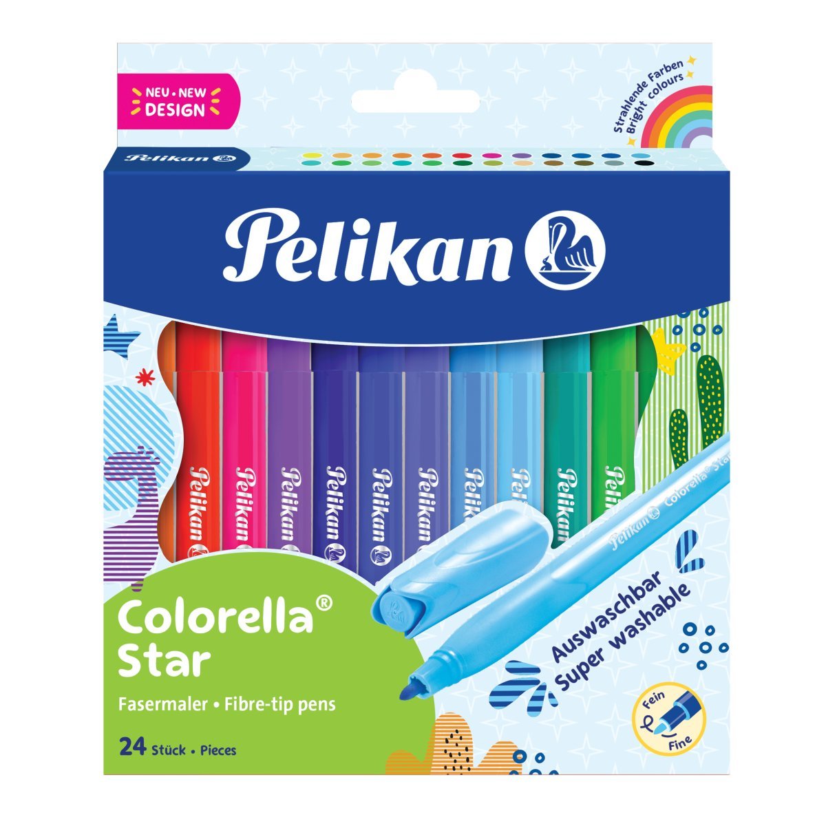 Set 24 carioci cu sablon inclus, Pelikan, Colorella Star C302