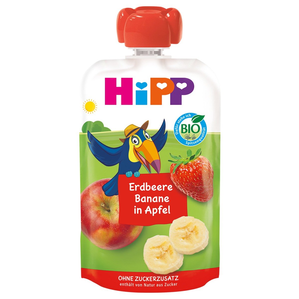 Piure din mar, capsuni si banana Hipp, 100 g