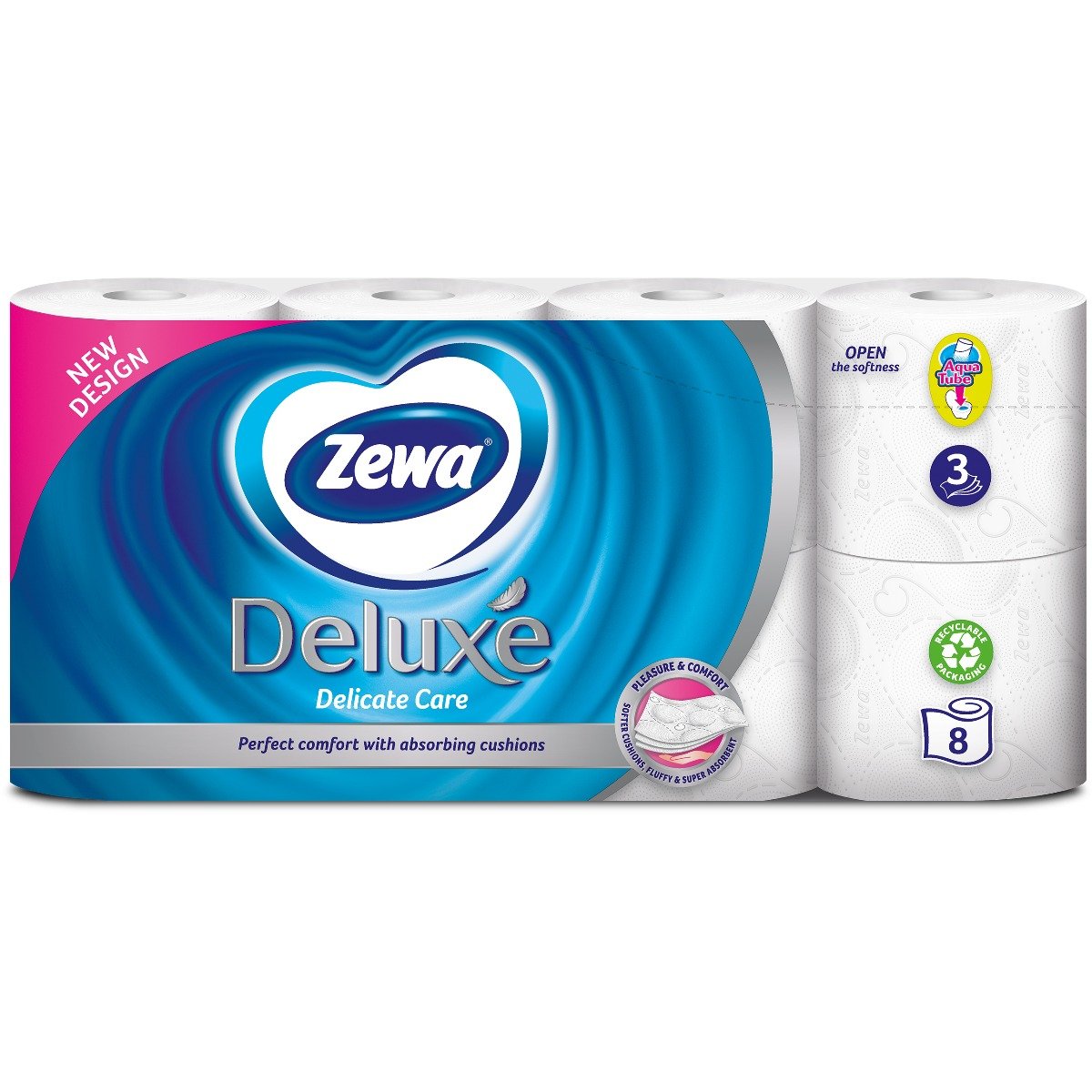 Hartie igienica zewa deluxe delicate care, 3 straturi, 8 role