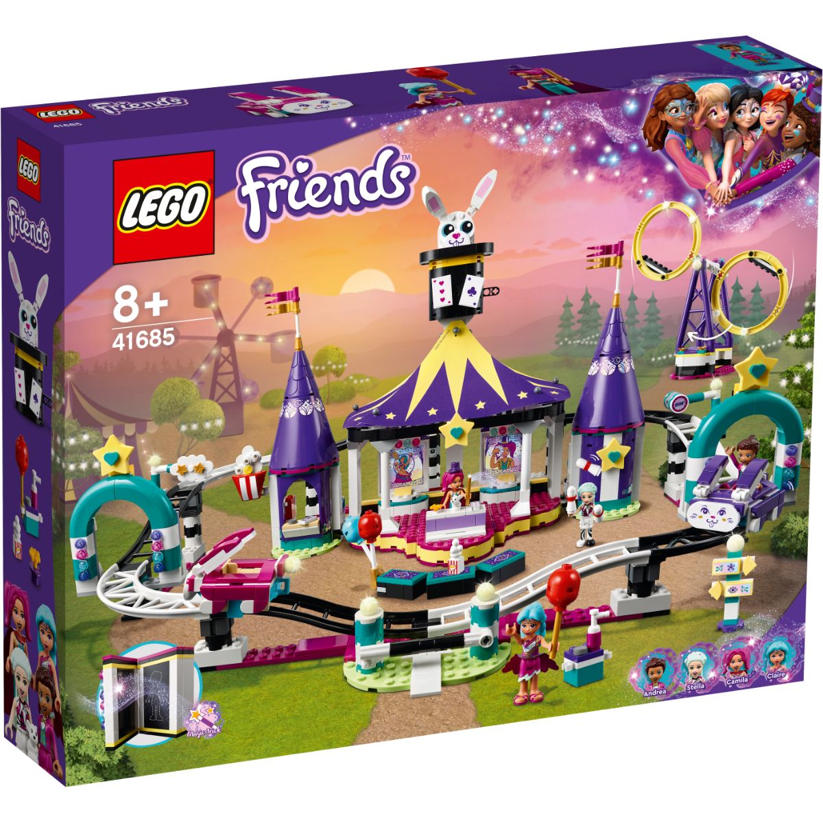 LEGO® Friends – Montagne russe magic in parcul de distractii (41685) LEGO® imagine noua responsabilitatesociala.ro
