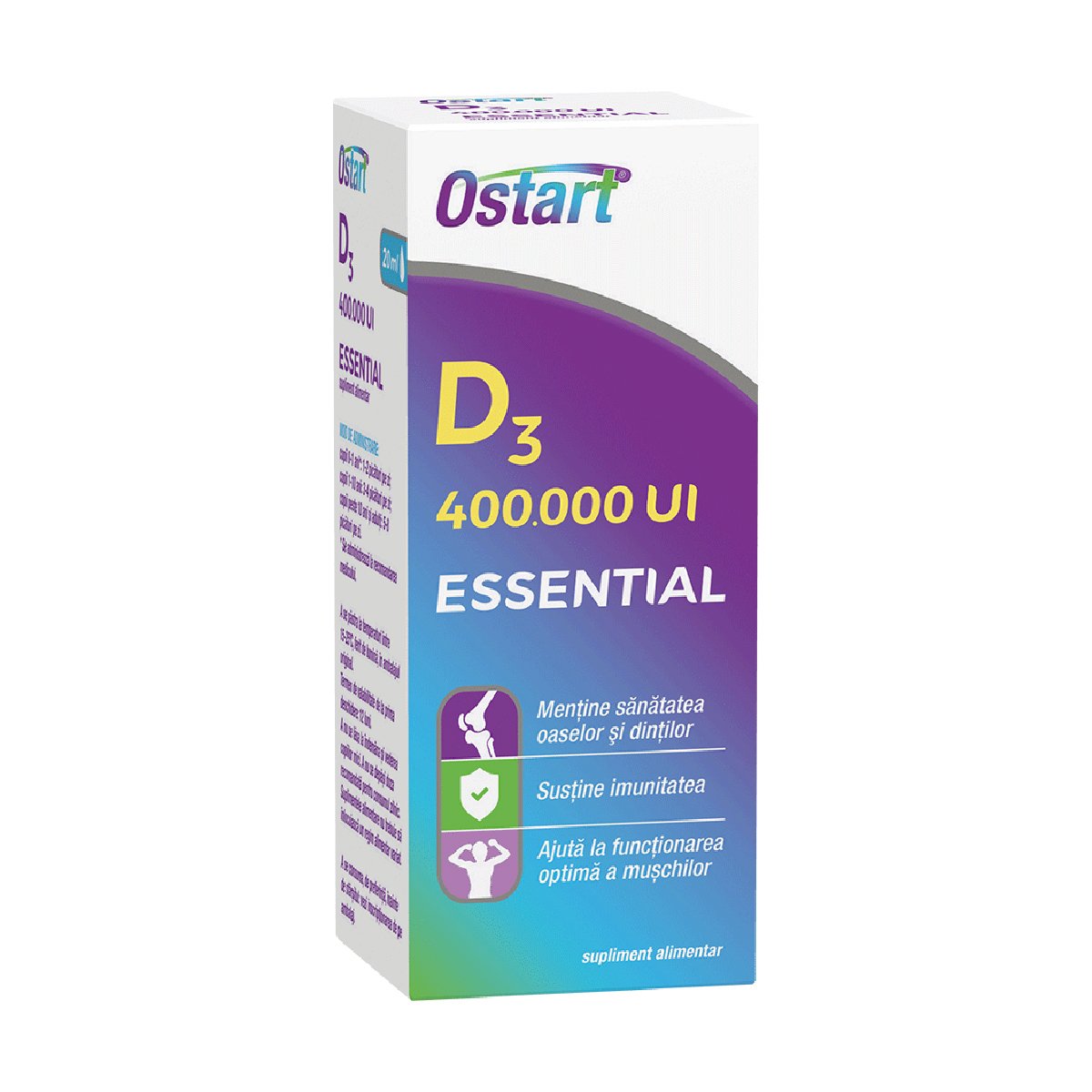 Essential D3 400000 UI picaturi, 20 ml, Ostart Fiterman