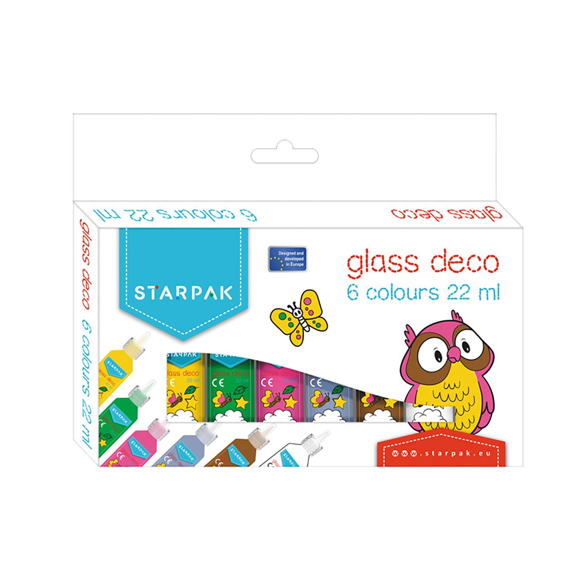 Vopsea pentru pictura pe sticla starpak, 6 culori, 22 ml