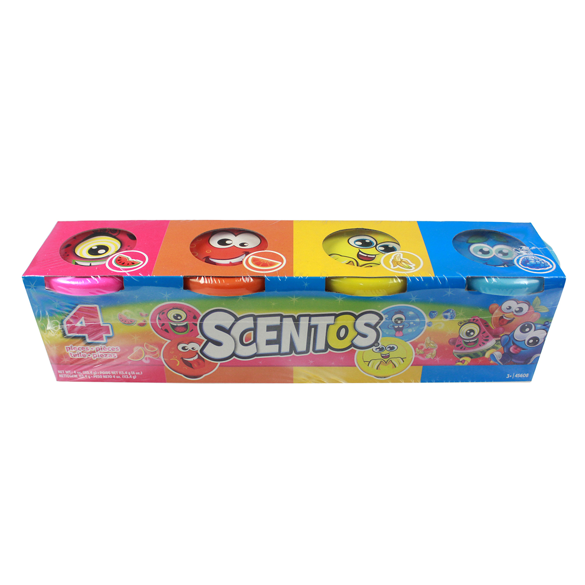 Set Plastilina parfumata Scentos (pepene rosu, portocala, banana, mura)