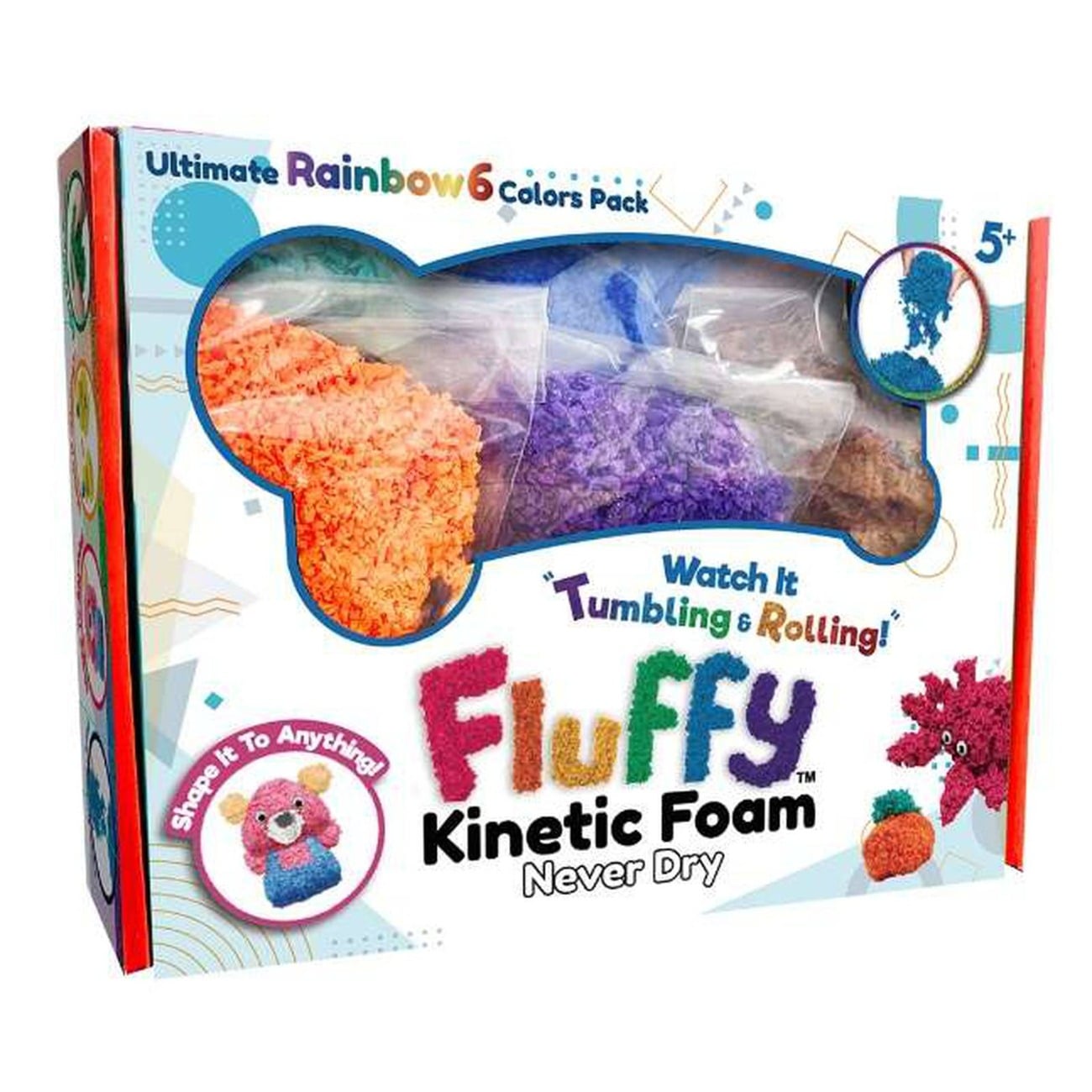 Spuma modelabila reutilizabila, Charlie Toys, Fluffy Squishy Foam, set 6 culori si unelte
